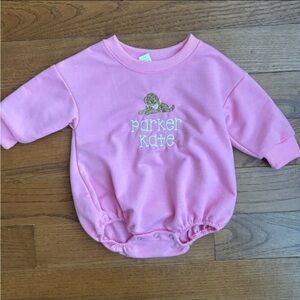 “PARKER KATE” monogrammed 3-6 months baby bubble w/ Custom embroidered doodle